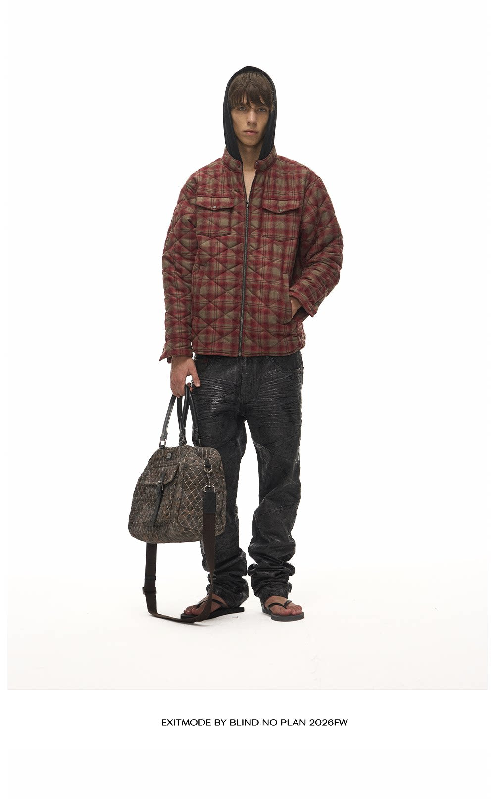 Casual Cotton Jacket with Diamond Pattern