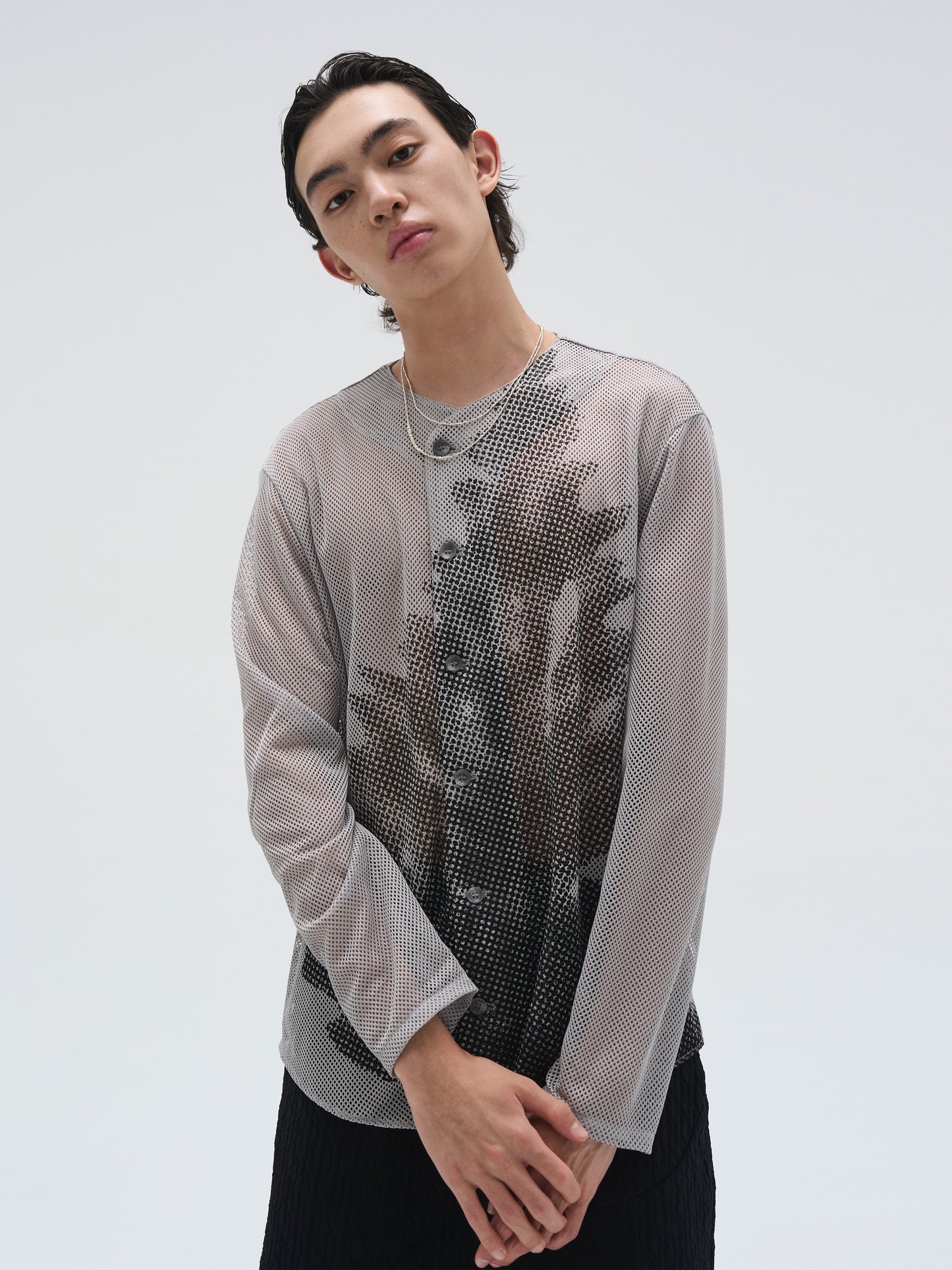 Printed Mesh Baseball Shirt