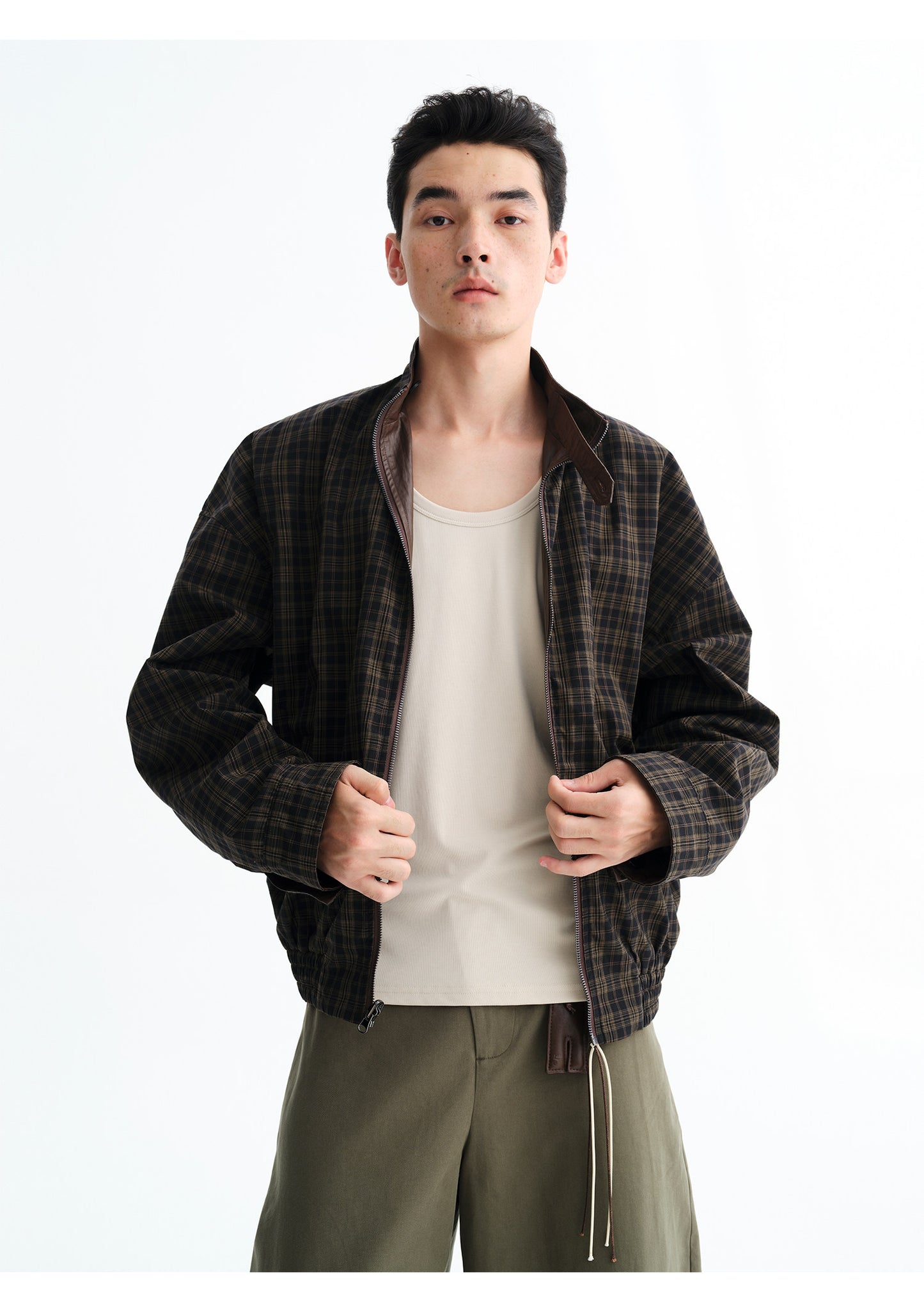 Retro Reversible Pleated Work Jacket