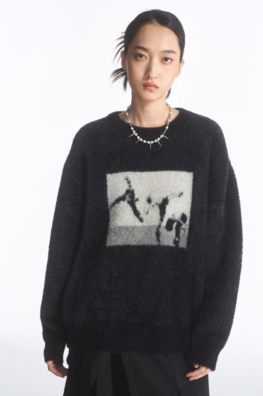 Imitation Mink Pullover Round Neck Sweater