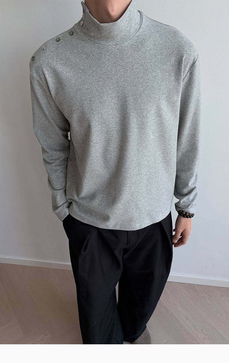 Shell Button High-Collar Shirt