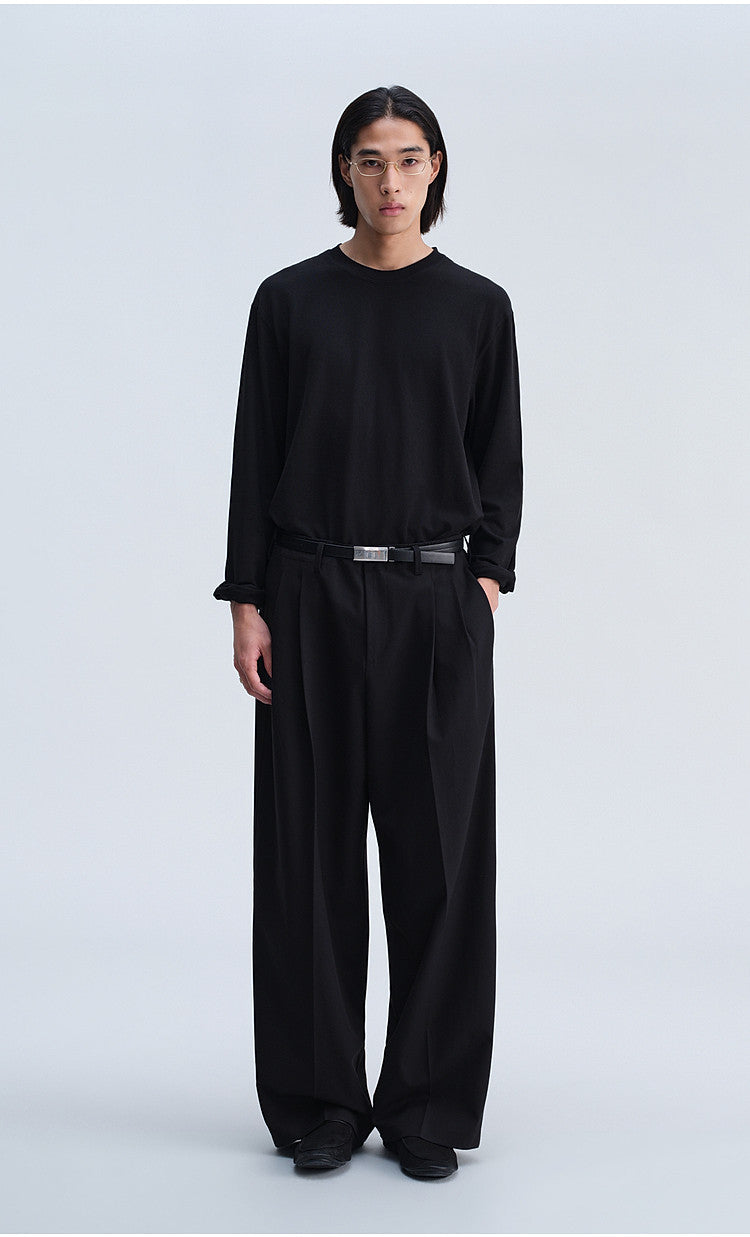Vintage-Cut Drape Blend Casual Pants