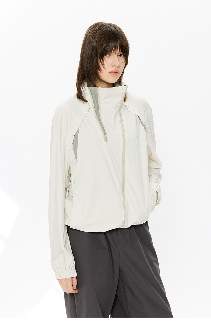 Diagonal Zipper Straight-Shoulder Sun Protection Jacket