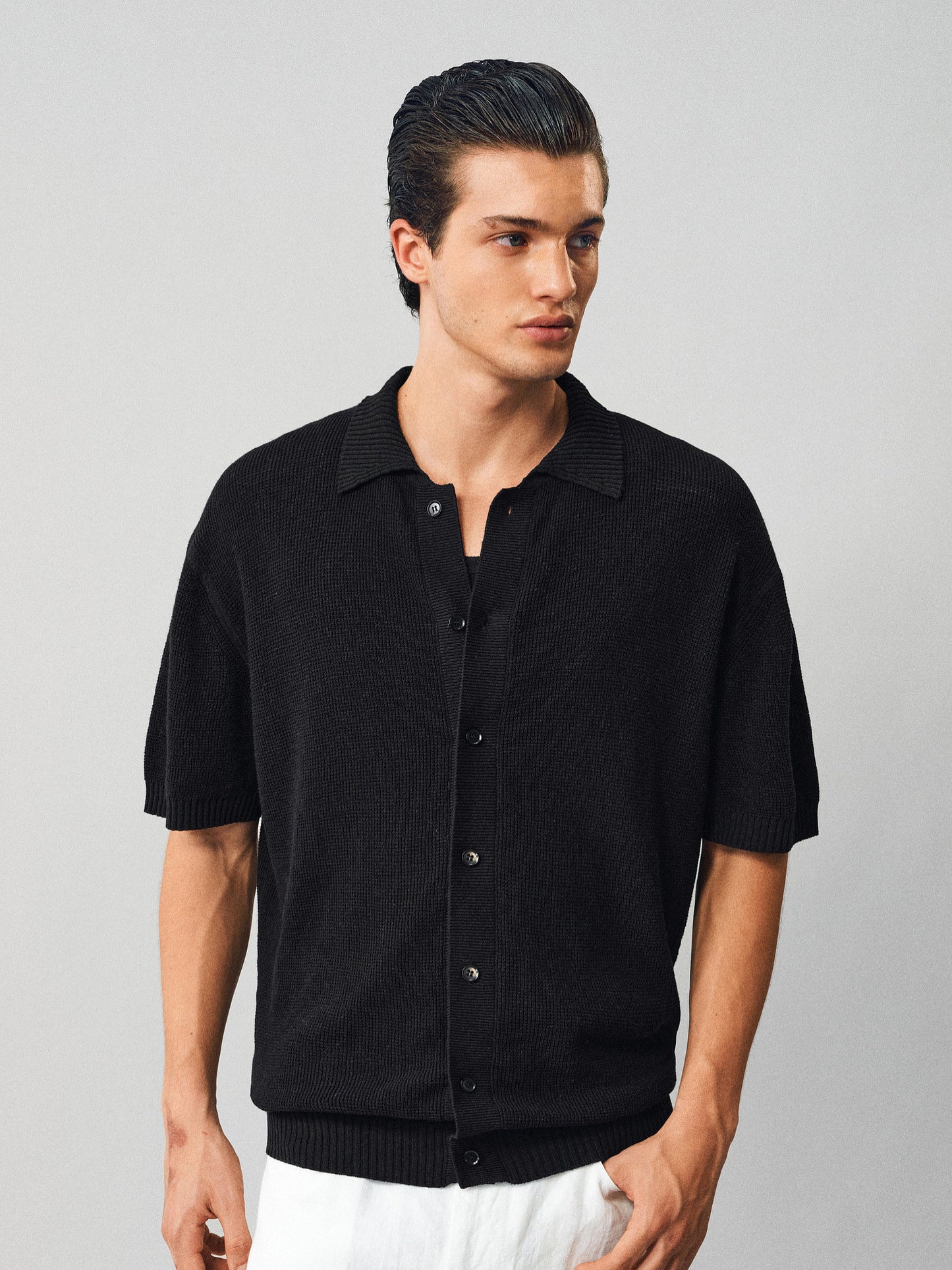 Textured Linen-Cotton Blend Shirt