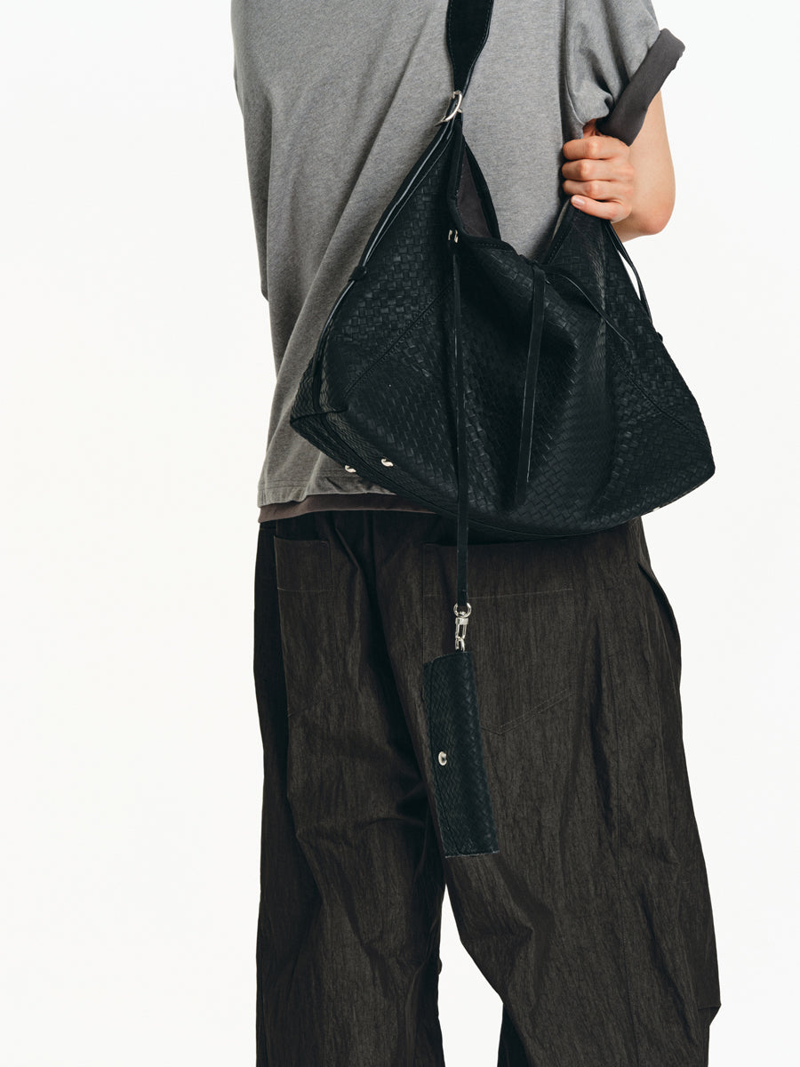 Matte-embossed shoulder bag