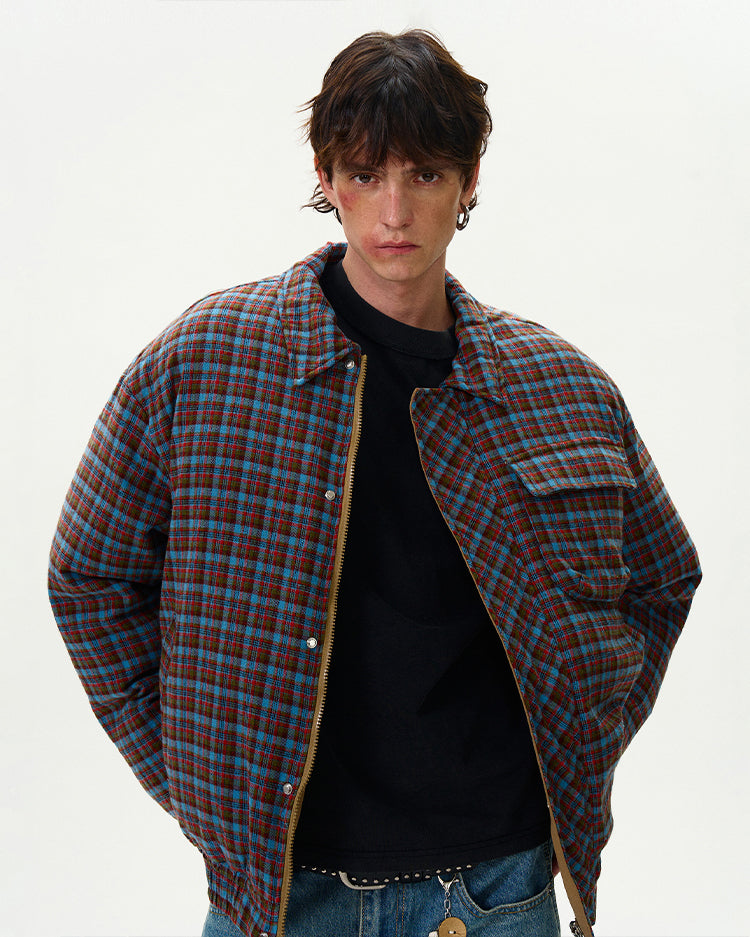 Reversible vintage plaid jacket