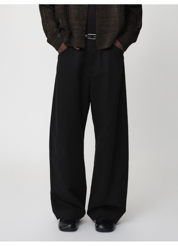 Curved Straight-Leg Casual Pants