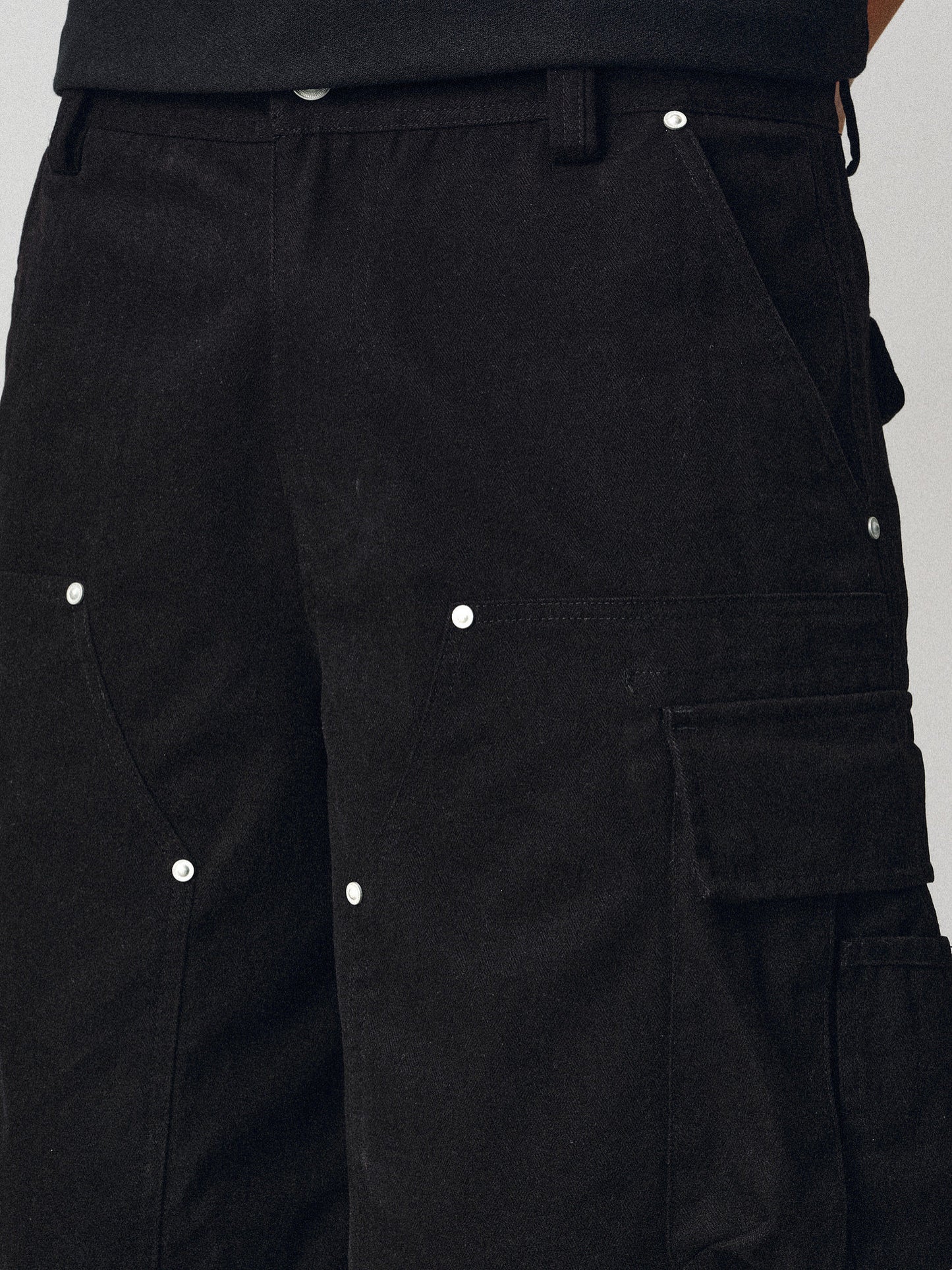 Herringbone-Patterned Work Shorts