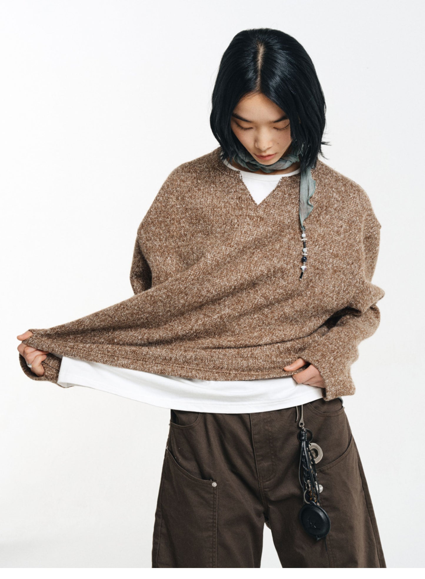 Wool Blend Faux Two-Piece Knit