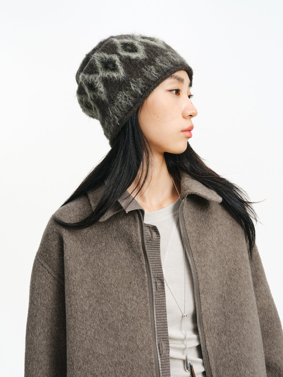 Faux Mink &amp; Sheep Wool Knit Cap