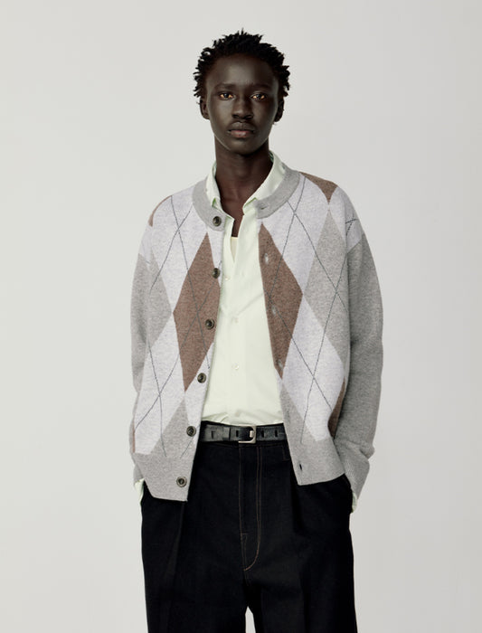 Loose round neck cardigan