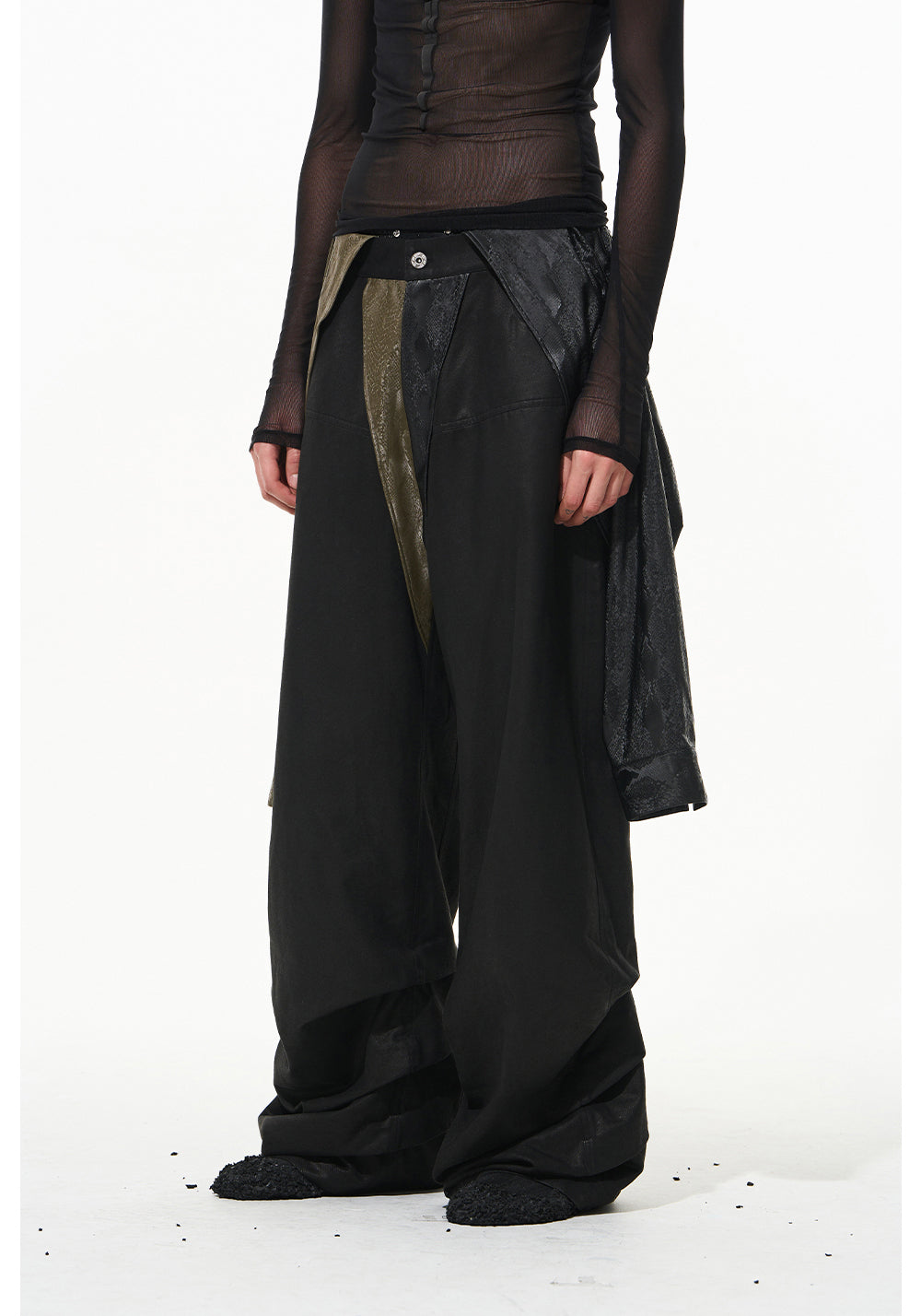 Faux two-piece loose casual pants