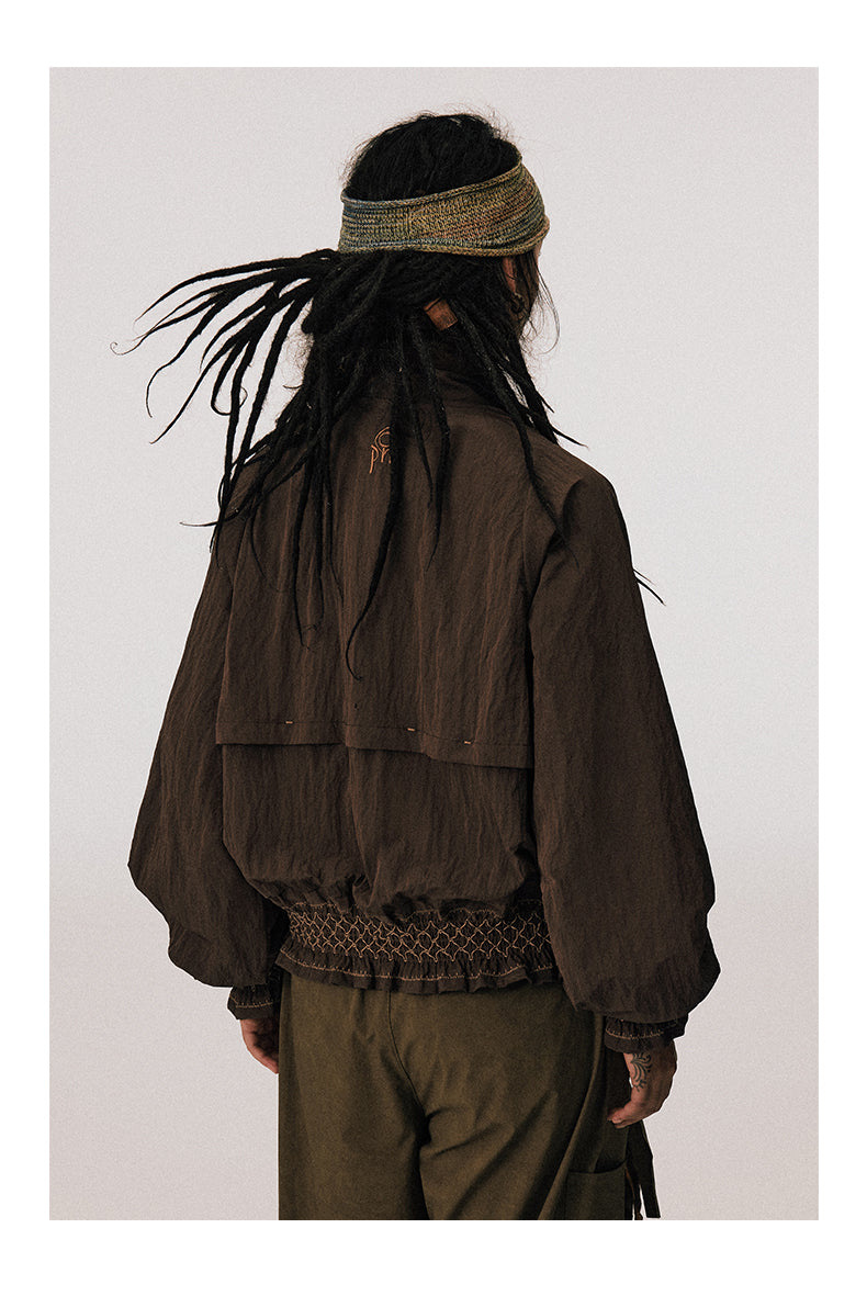 Pleated Gathered Nylon Jacket