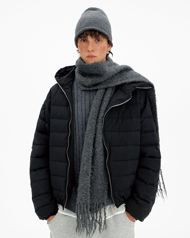 Unisex Diagonal Zipper Down Jacket