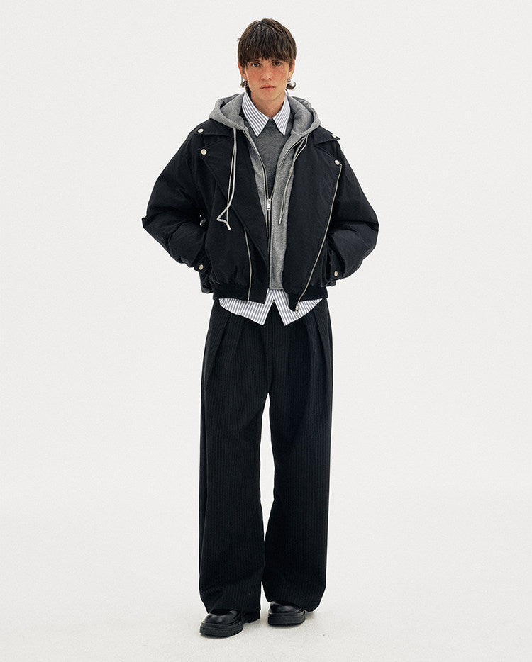 Faux Two-Piece Short Hooded Cotton Jacket