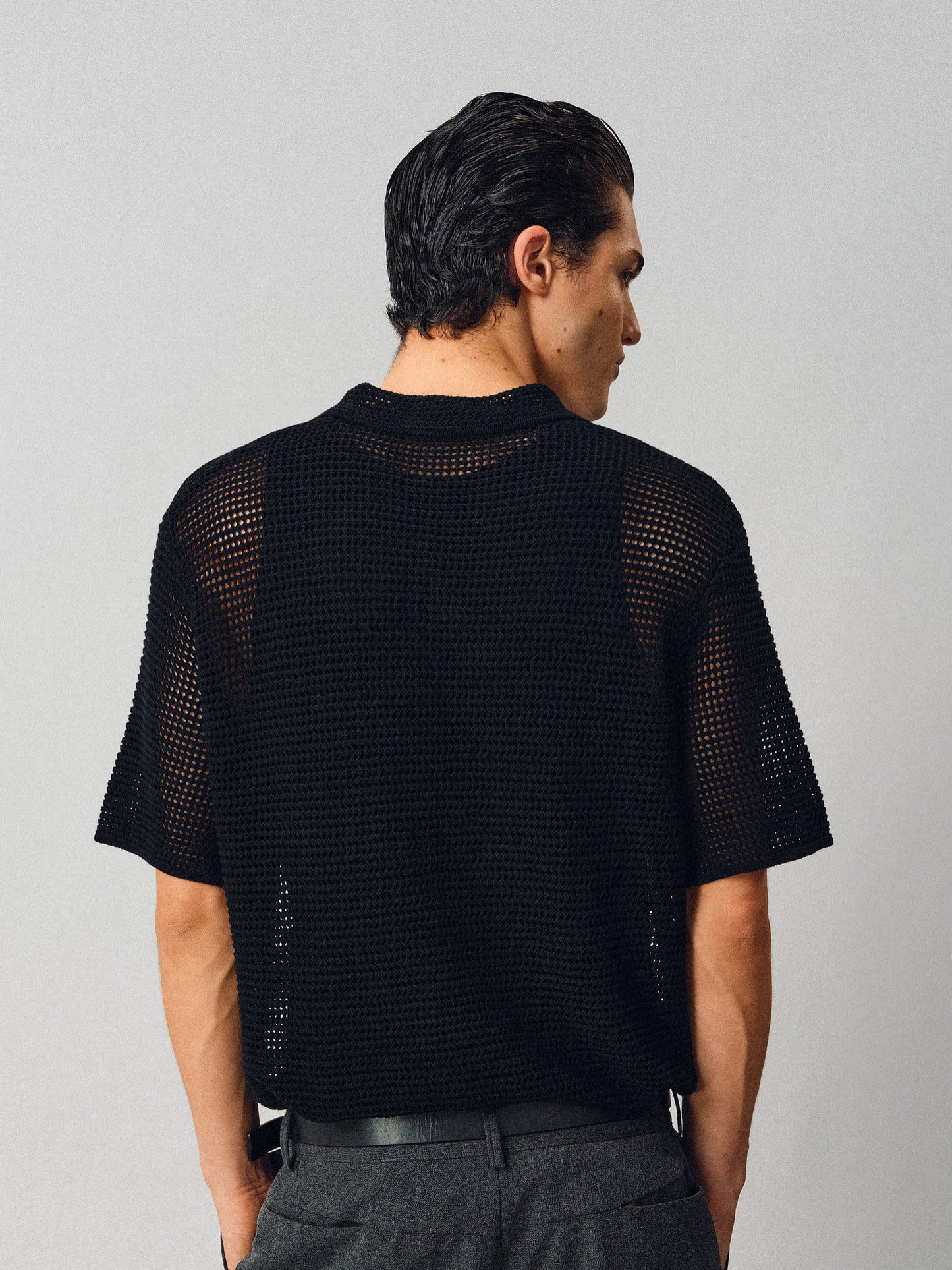 Hollow-knit Polo Shirt