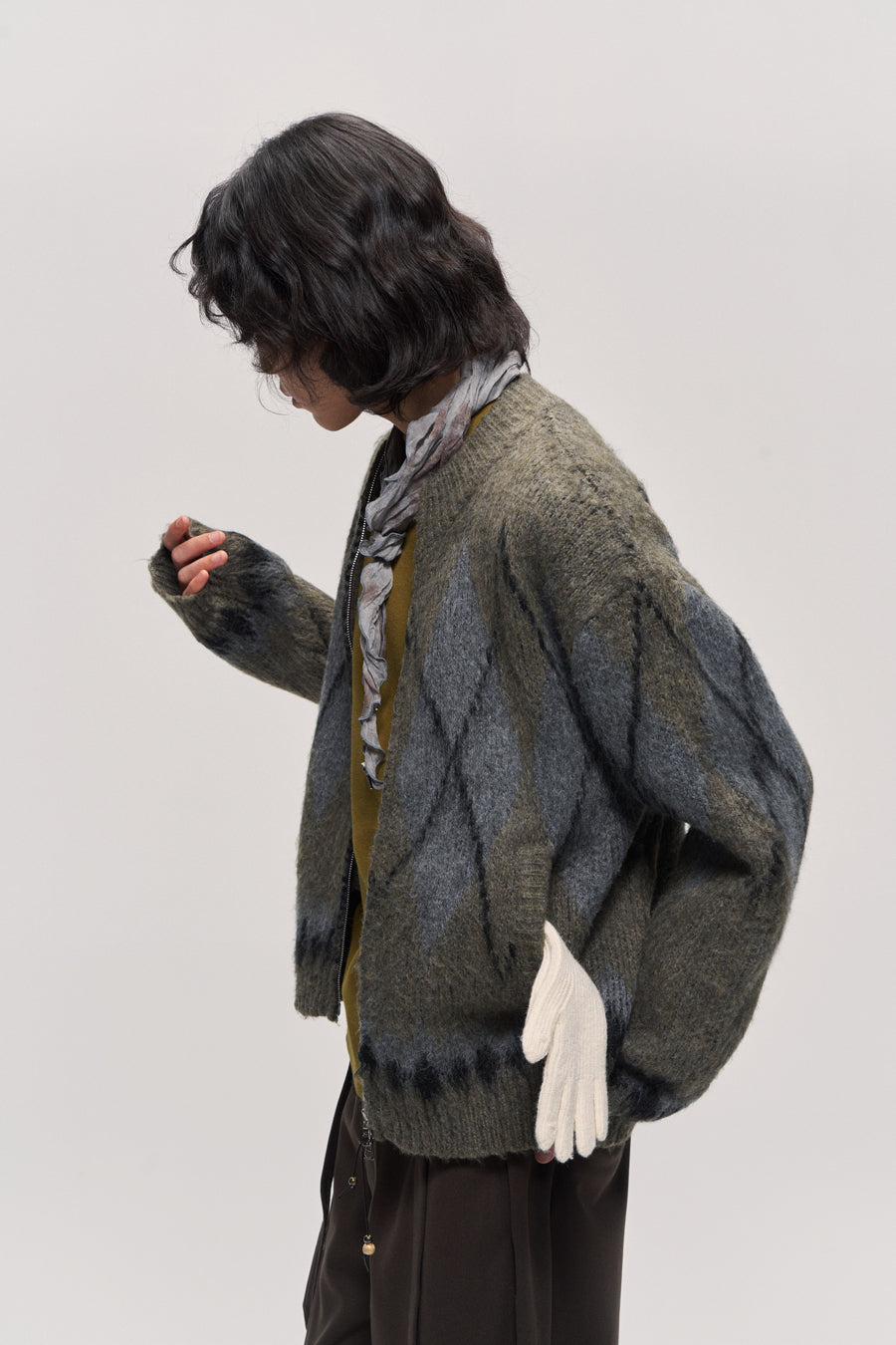 Fair Isle Wool Blend Zip Cardigan