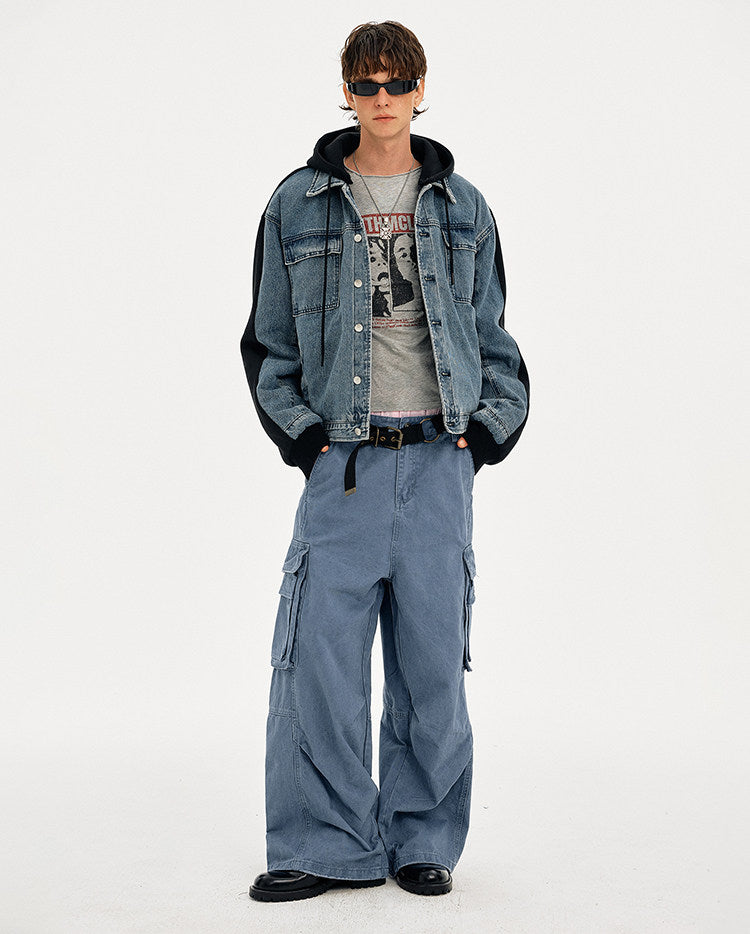 Street Patchwork Wash Denim Jacket