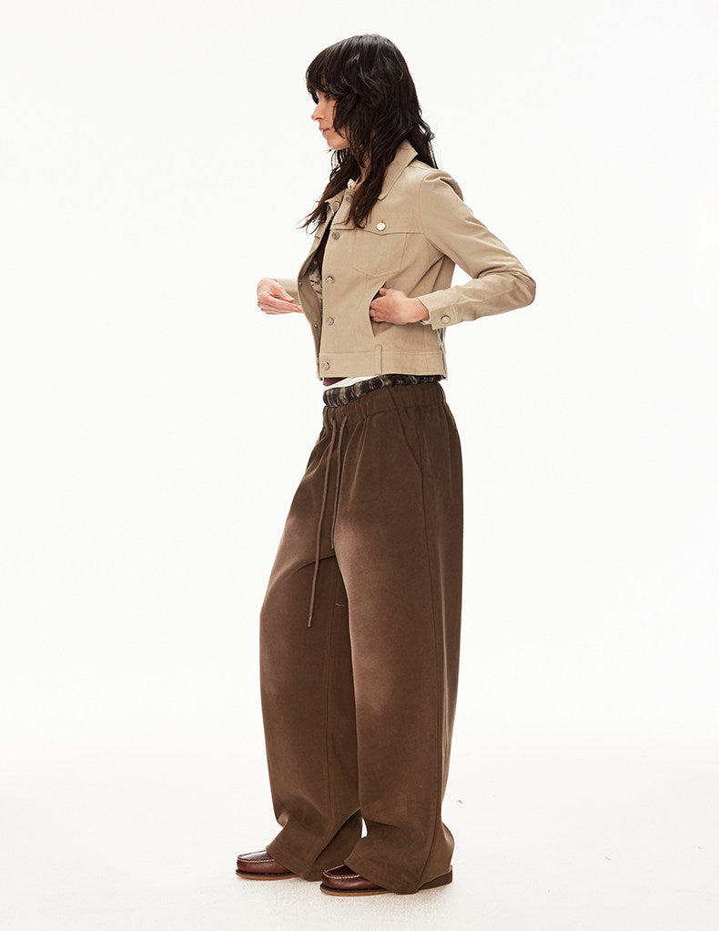 Double-Waistband Washed Sweatpants