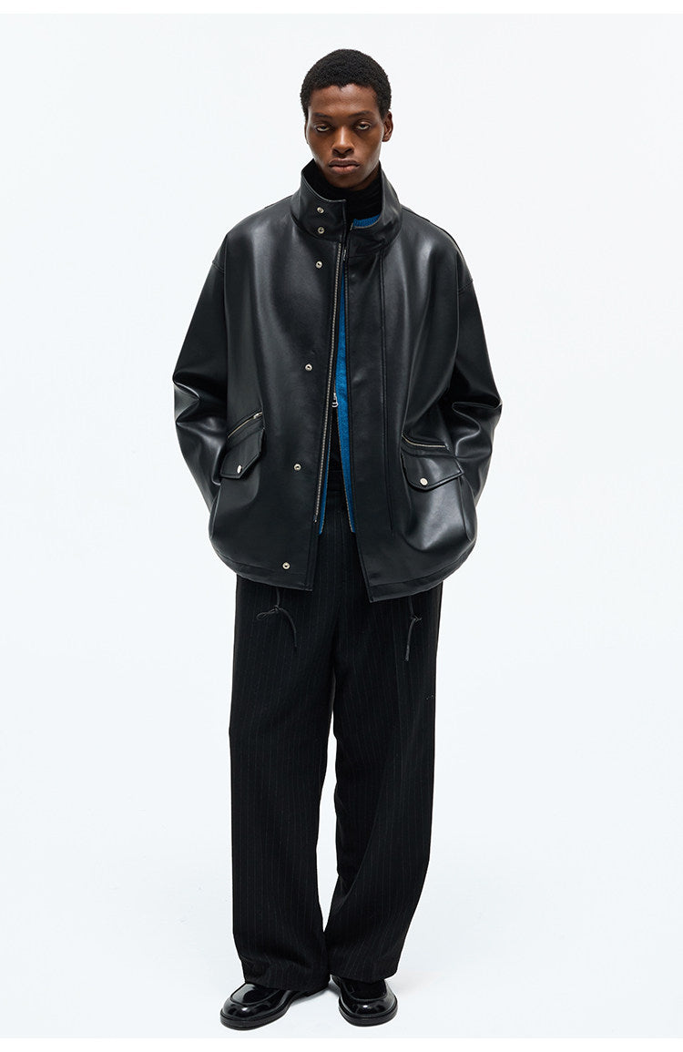 Single-Pleat Stretch Waist Casual Pants