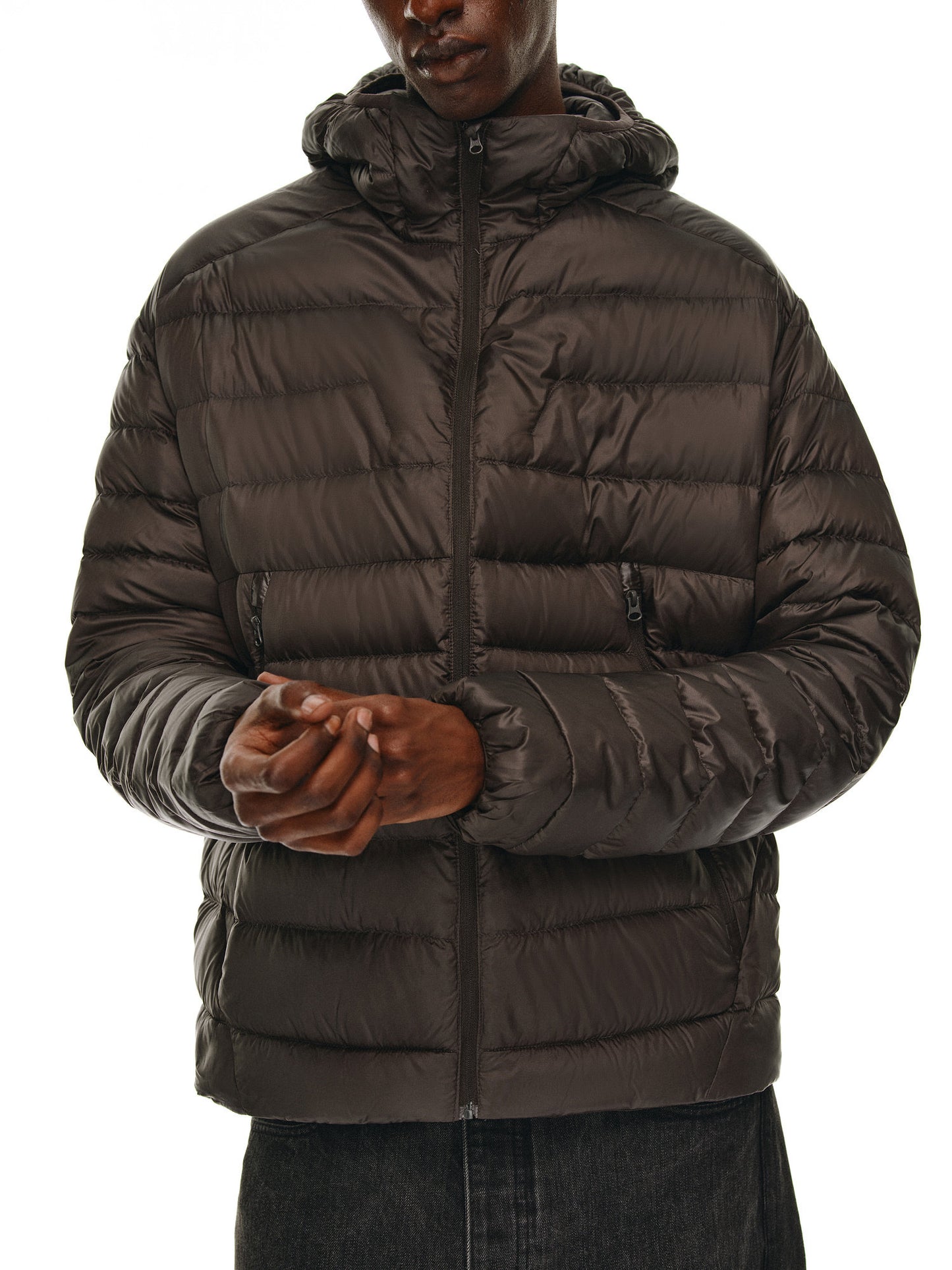 Rib Hooded Down Jacket