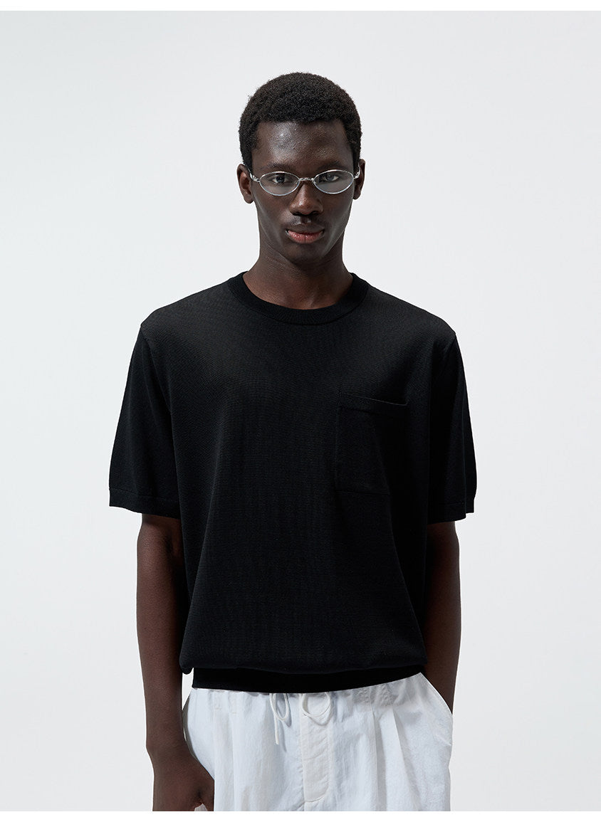 Pocket Crew-Neck Knit Shirt