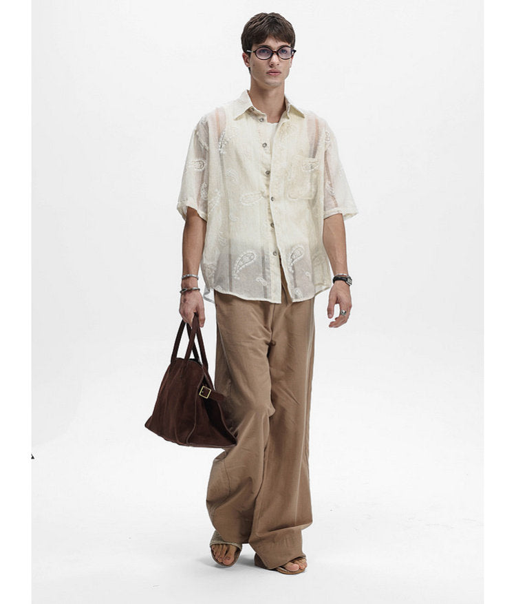 Linen-Blend Sheer Shirt