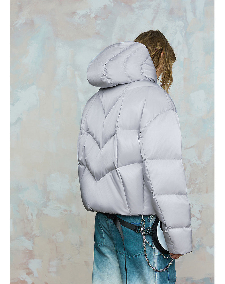 Solid Color Short Wide Down Jacket