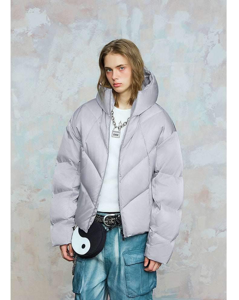 Solid Color Short Wide Down Jacket