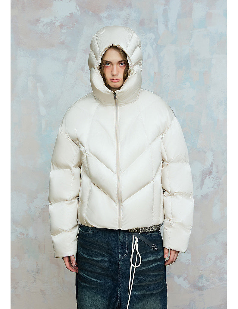 Solid Color Short Wide Down Jacket