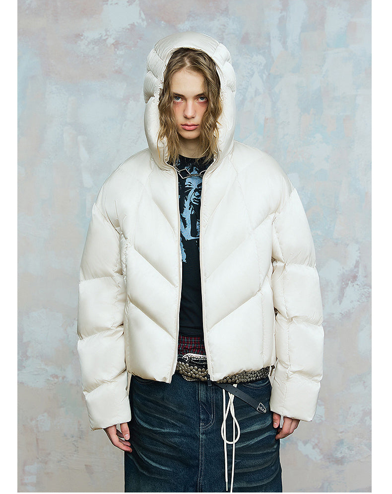 Solid Color Short Wide Down Jacket