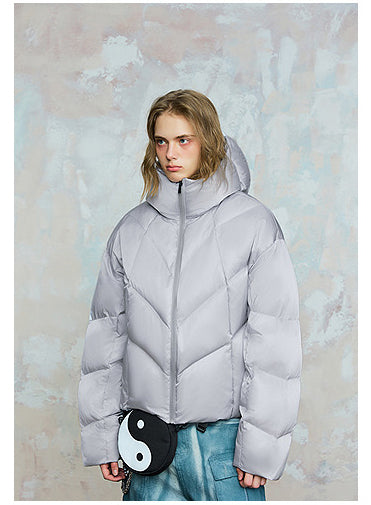 Solid Color Short Wide Down Jacket