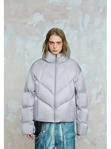 Solid Color Short Wide Down Jacket