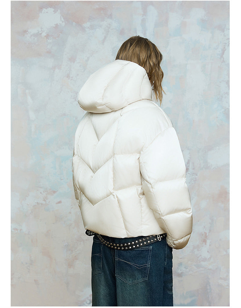 Solid Color Short Wide Down Jacket