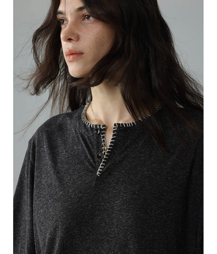 Overlock-stitched T-shirt