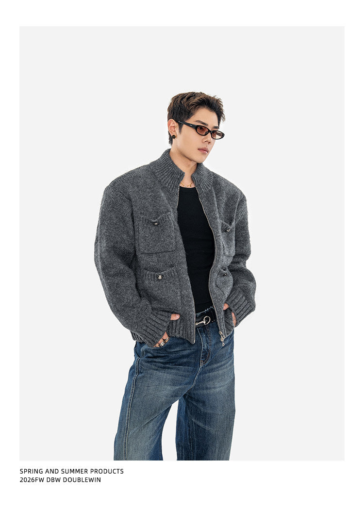 Heavyweight Sweater Jacket with Multiple Pockets