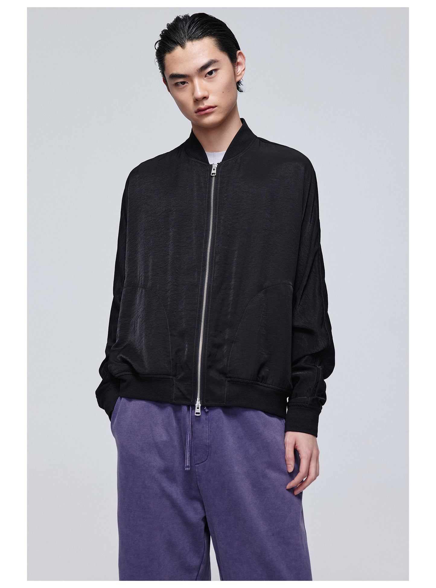 Satin Contrast Bomber Jacket