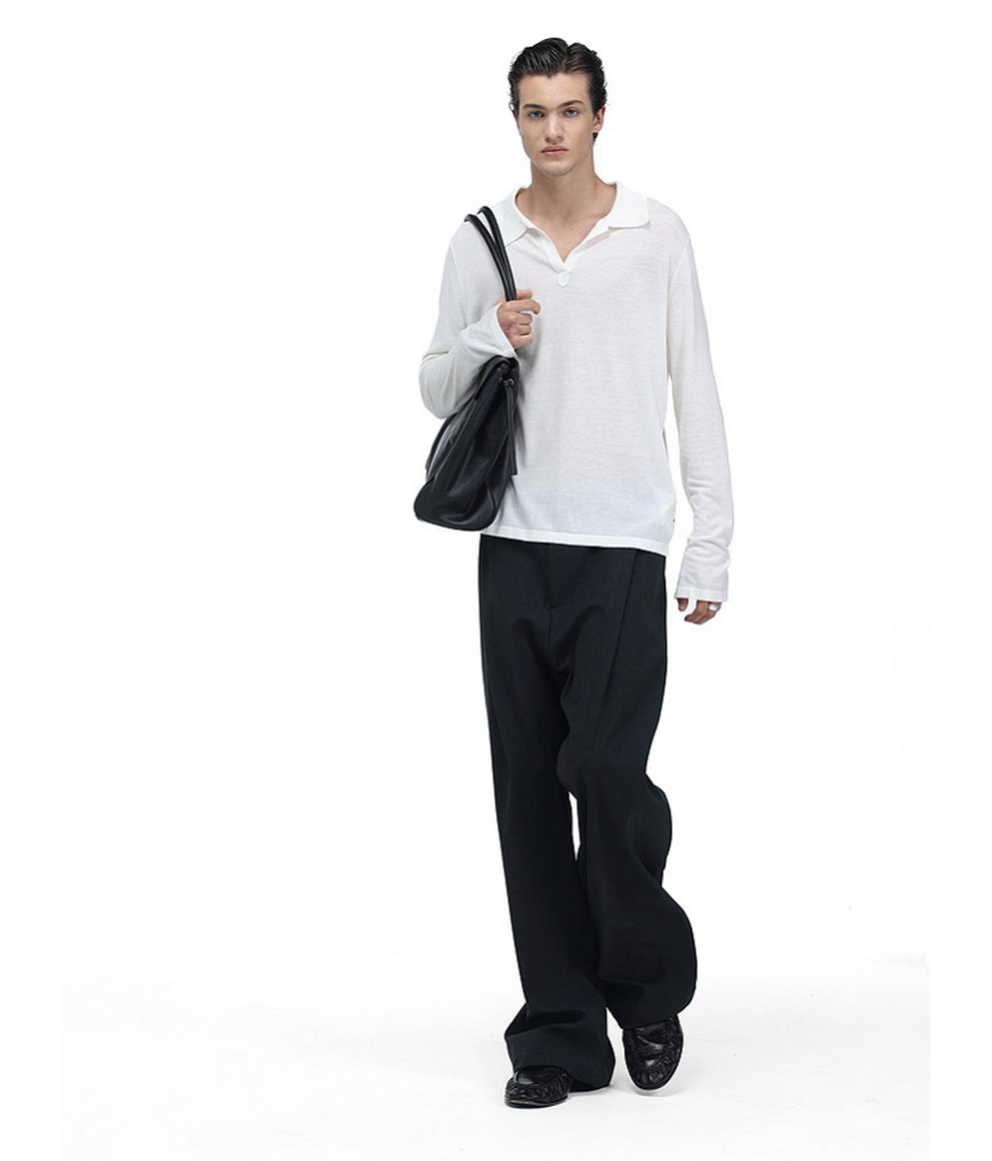 Linen-Blend Knit Polo Shirt