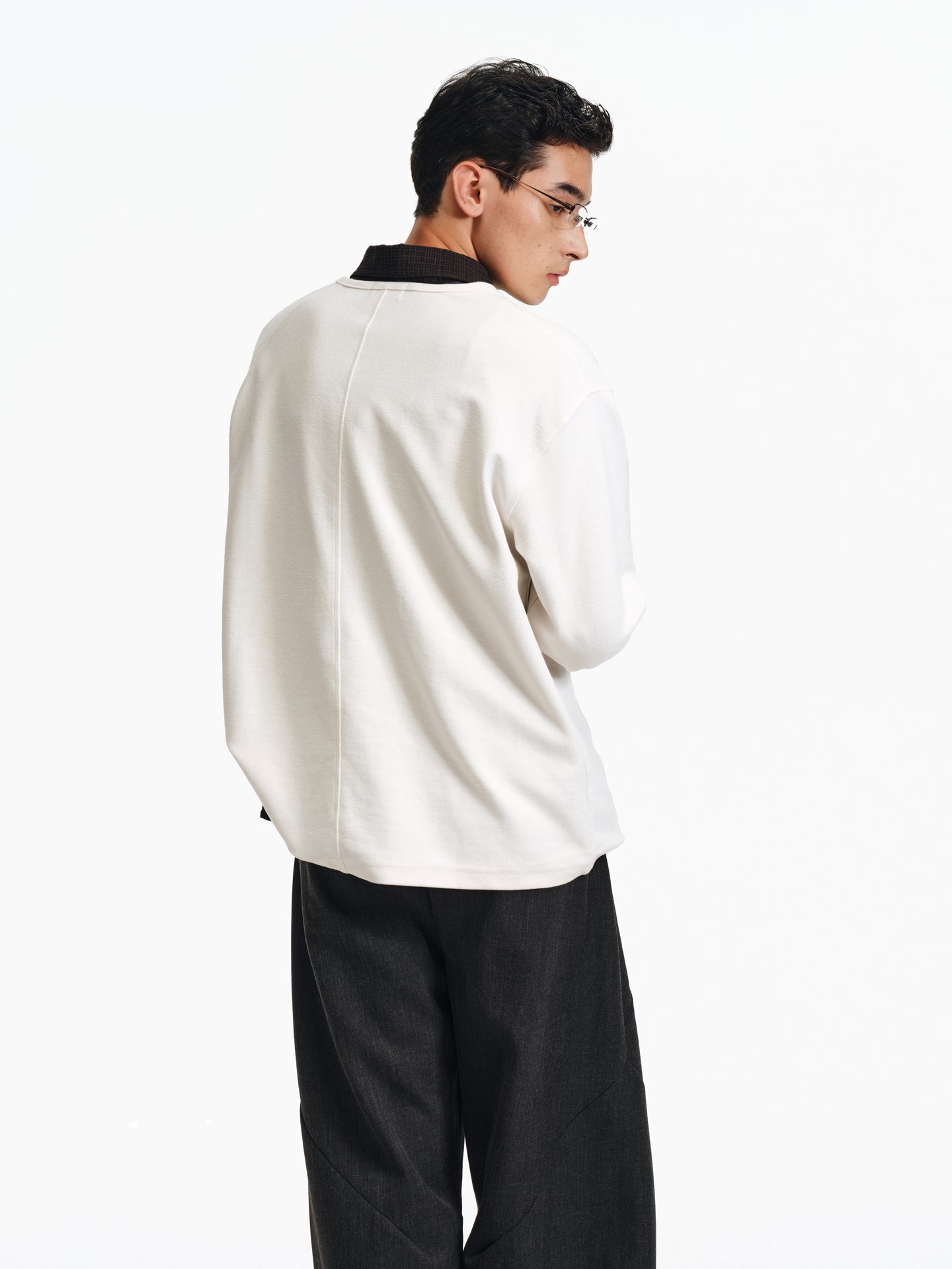 Henry Collar Diagonal Button T-Shirt
