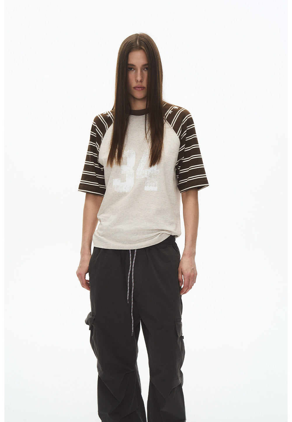 Letter Stripe Raglan T-Shirt