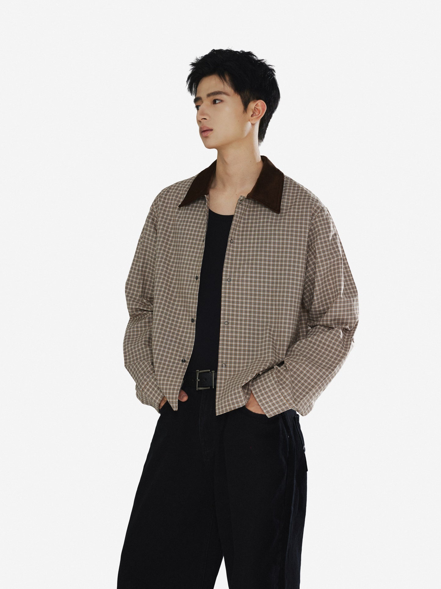 Color Block Check Shirt