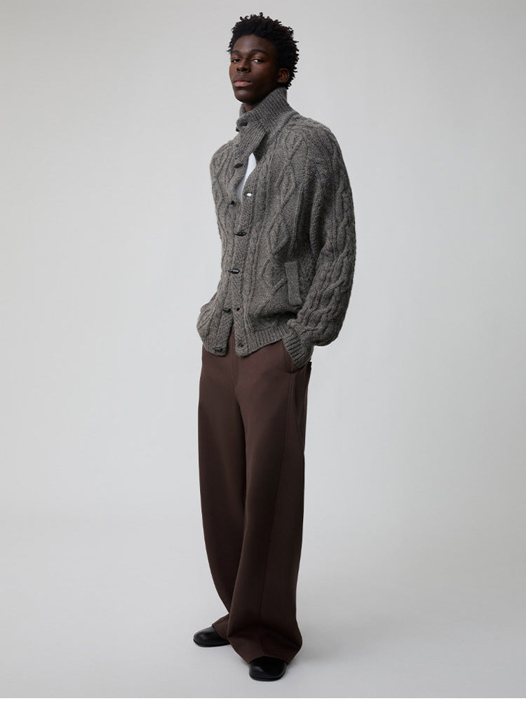 Wool-Blend Cable-Knit Cardigan