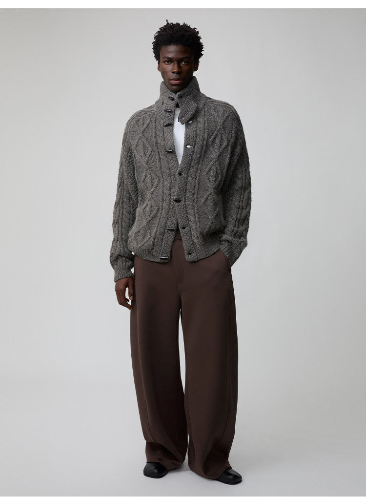 Wool-Blend Cable-Knit Cardigan