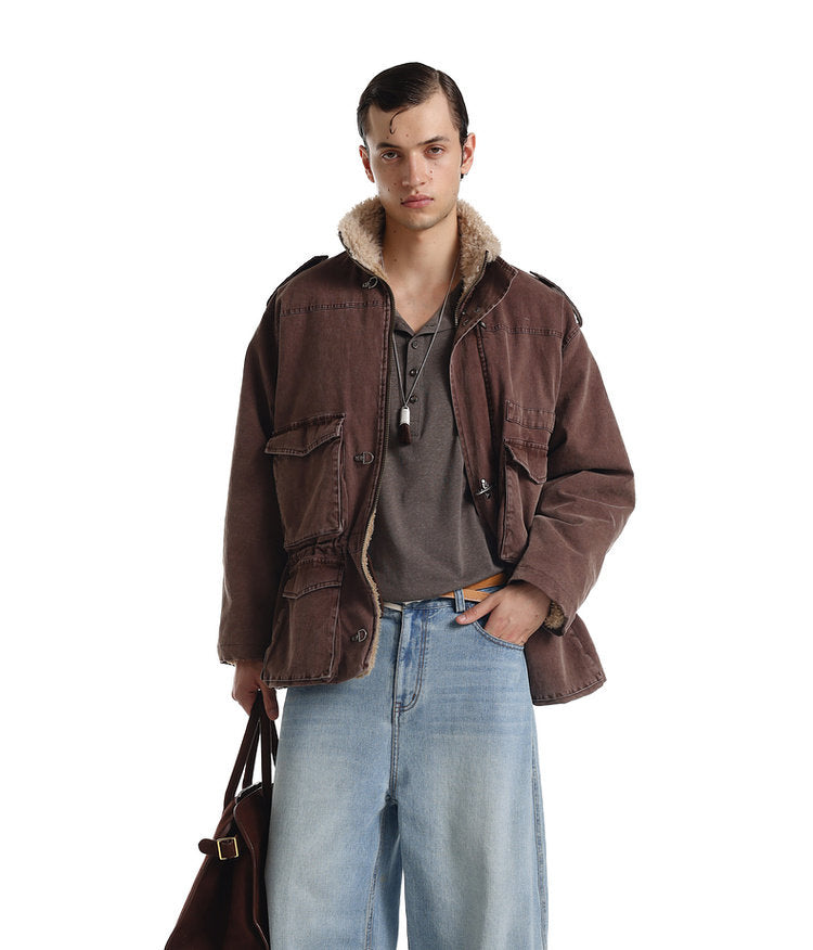 Airplane Button Multi-Pocket Jacket