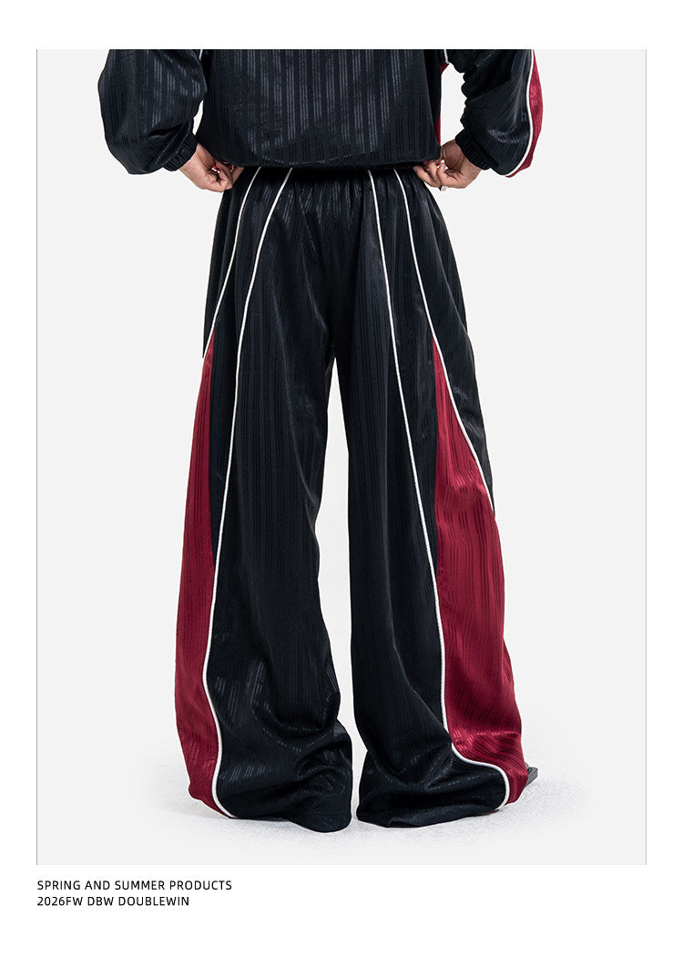 Color-Blocked Sporty Casual Pants Set