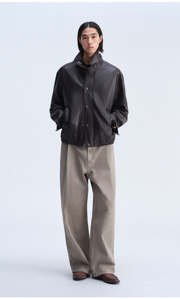 Casual Loose-Fit Harrington Jacket with Double Collar