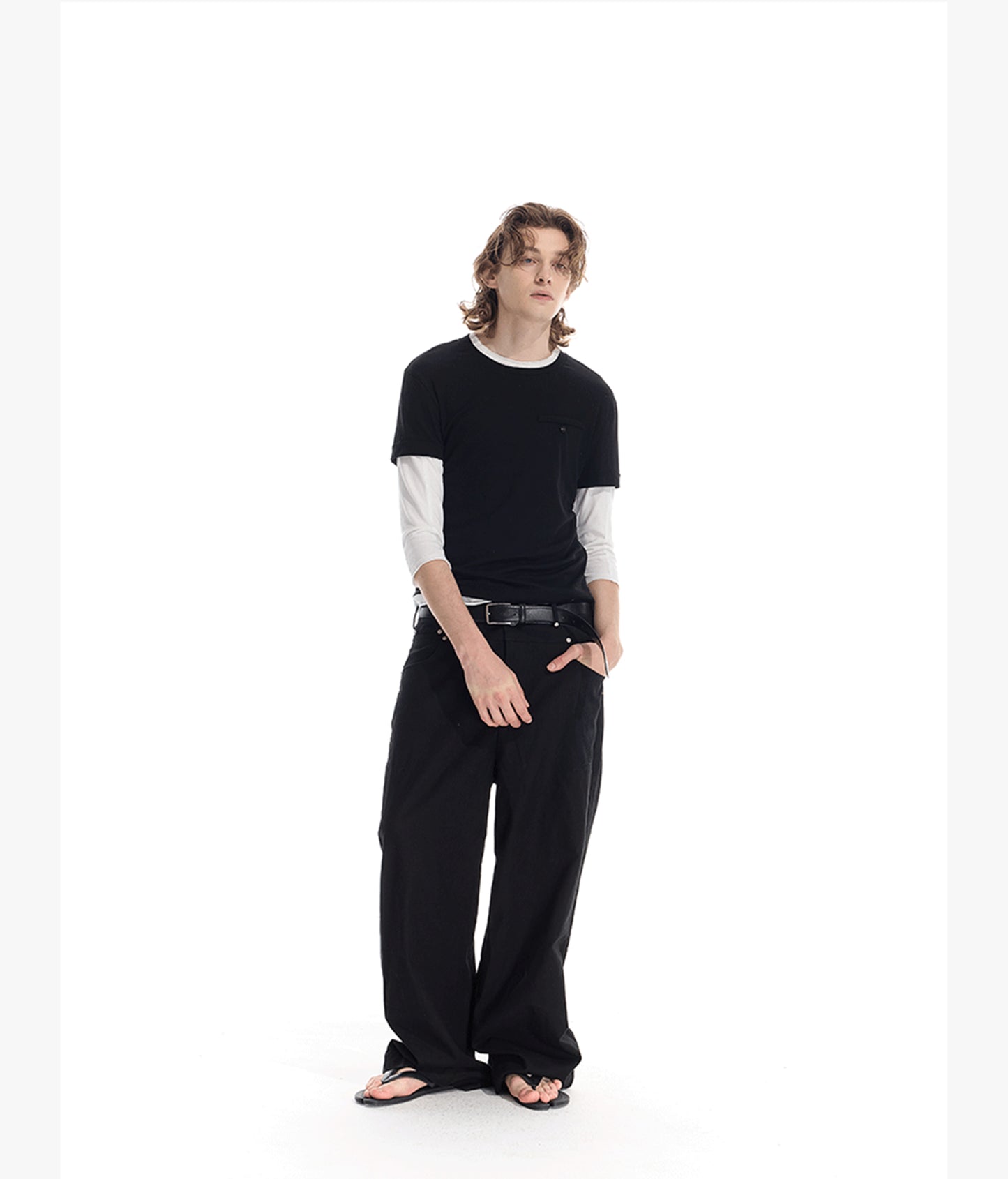 Color matching faux two-piece T-shirt