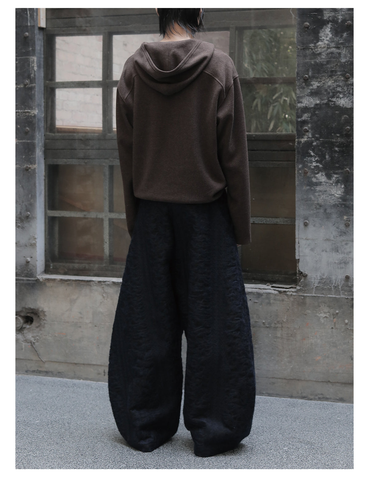 Embossed Low Crotch Wide Leg Pants