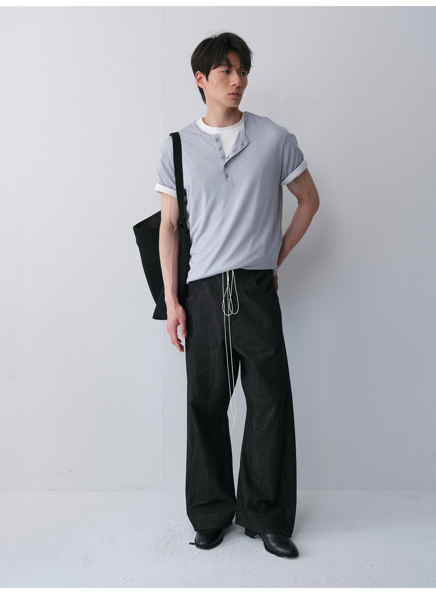 Wave-Cut Denim Pants