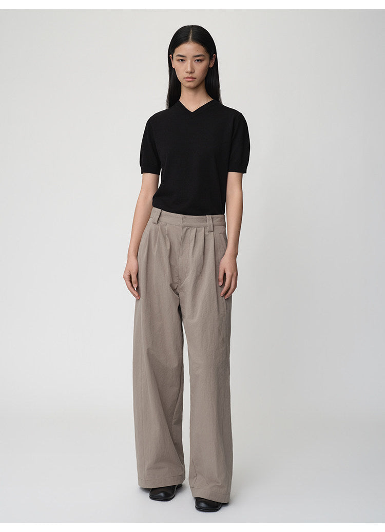 3D Cut A-Line Wide-Leg Pants